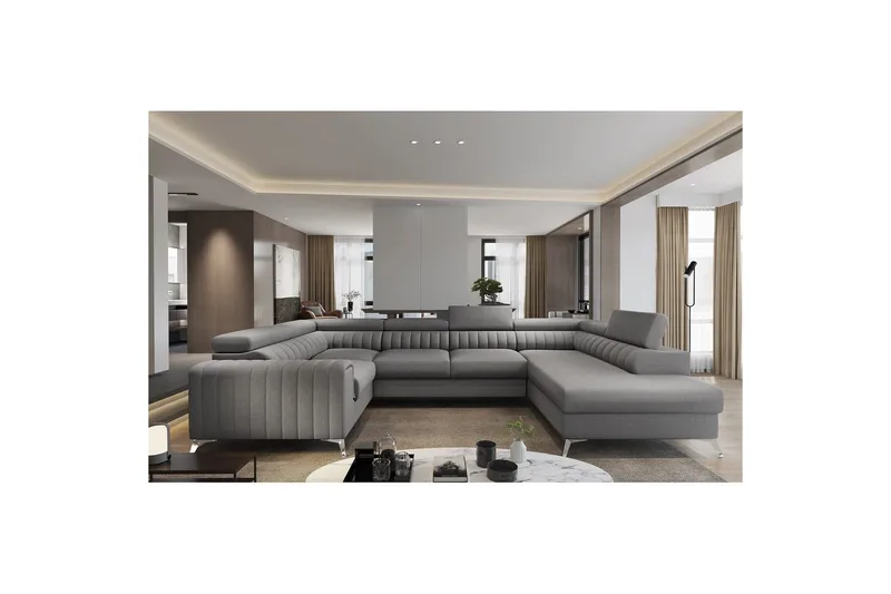 Modulsofa Eltap Louis 347x202x92 cm - Flores 5, Grå, Højre - Møbler - Sofaer - Sovesofaer