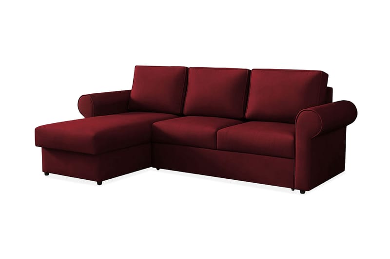 Monaco Hjørnesofa - Rød - Sovesofaer - Sovesofa chaiselong - Velour sofaer