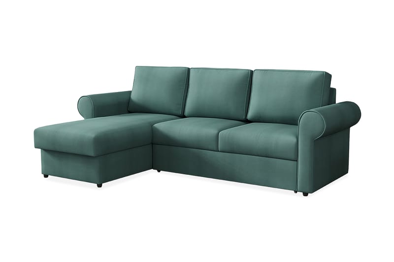 Monaco Hjørnesofa - Turkis - Sovesofaer - Sovesofa chaiselong - Velour sofaer