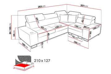 Morenia 3-pers. Hjørnesovesofa Venstre - Brun - Møbler - Sofaer - Sovesofaer