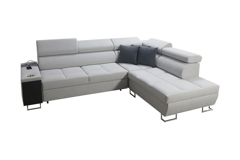 Morenia 3-pers. Hjørnesovesofa Højre - Hvid - Sovesofaer - Hjørnesovesofa - Velour sofaer