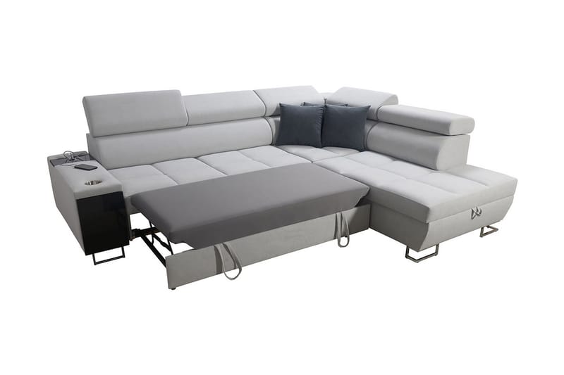 Morenia 3-pers. Hjørnesovesofa Højre - Hvid - Sovesofaer - Hjørnesovesofa - Velour sofaer