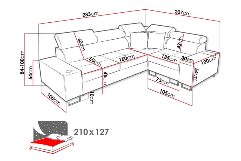 Morenia 3-pers. Hjørnesovesofa Højre - Lysegrå - Møbler - Sofaer - Sovesofaer
