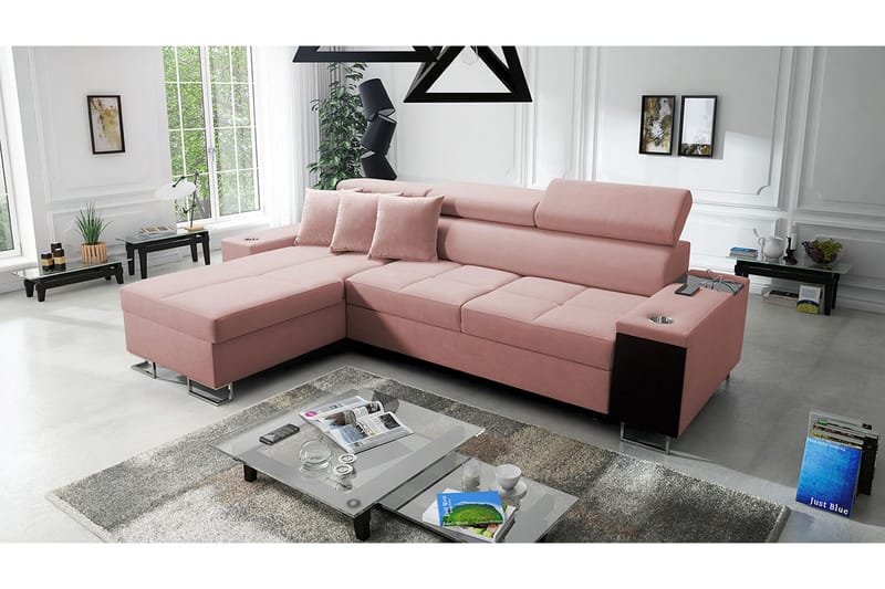 Morenia 4-pers. Hjørnesovesofa Venstre - Lyserød - Møbler - Sofaer - Sovesofaer