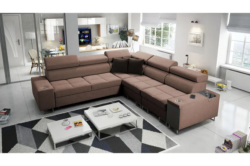 Morenia 4-pers. Hjørnesovesofa Højre - Brun - Møbler - Sofaer - Sovesofaer