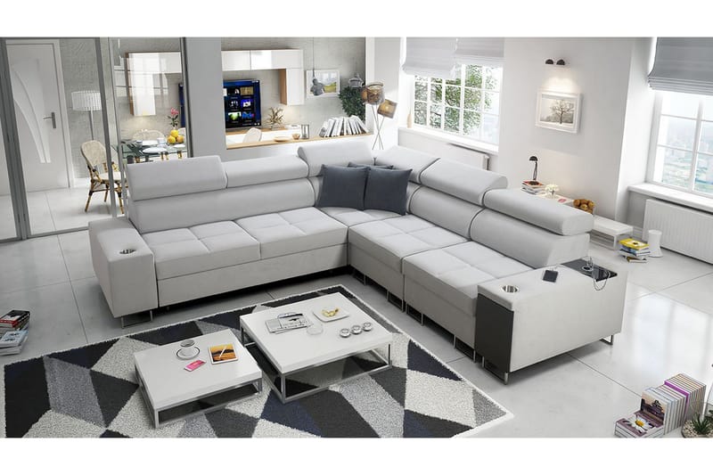 Morenia 4-pers. Hjørnesovesofa Højre - Hvid - Møbler - Sofaer - Sovesofaer