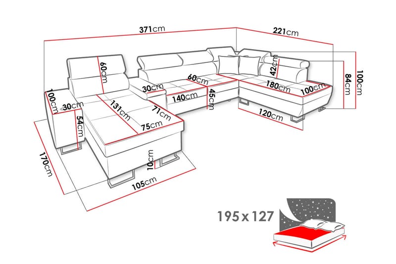 Morenia 4-pers. Hjørnesovesofa Højre - Lysegrå - Sovesofaer - Sovesofa chaiselong