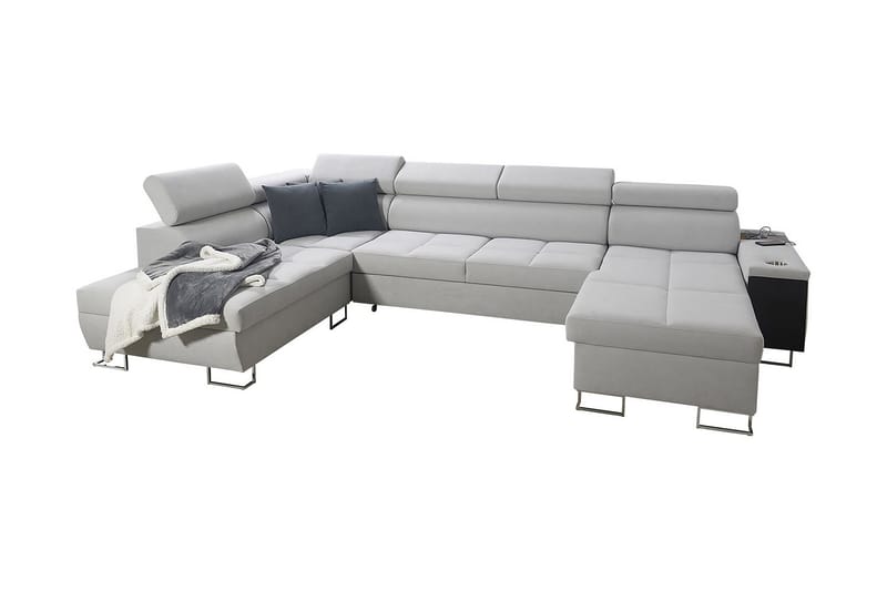 Morenia 4-pers. Hjørnesovesofa Højre - Hvid - Sovesofaer - Sovesofa chaiselong - Velour sofaer