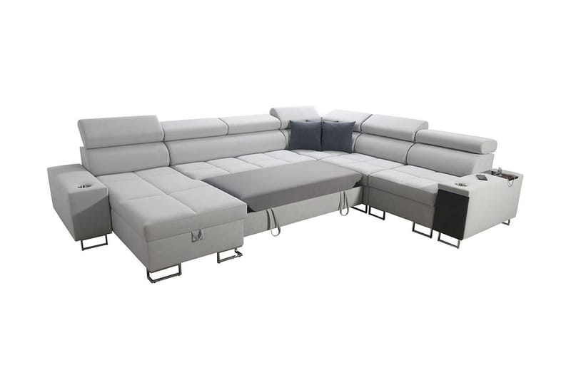 Morenia 4-pers. Hjørnesovesofa Højre - Hvid - Sovesofaer - Hjørnesovesofa - Velour sofaer