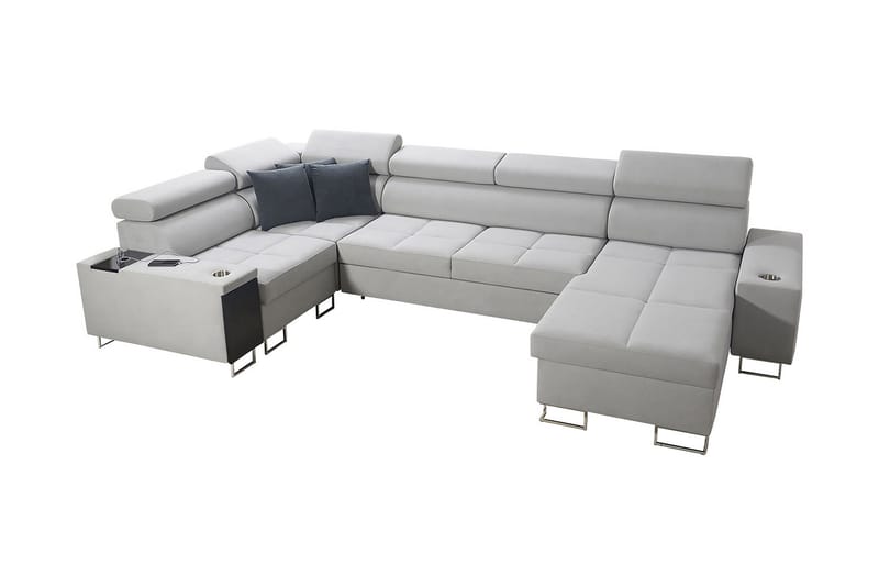 Morenia 4-pers. Hjørnesovesofa Højre - Hvid - Sovesofaer - Hjørnesovesofa - Velour sofaer