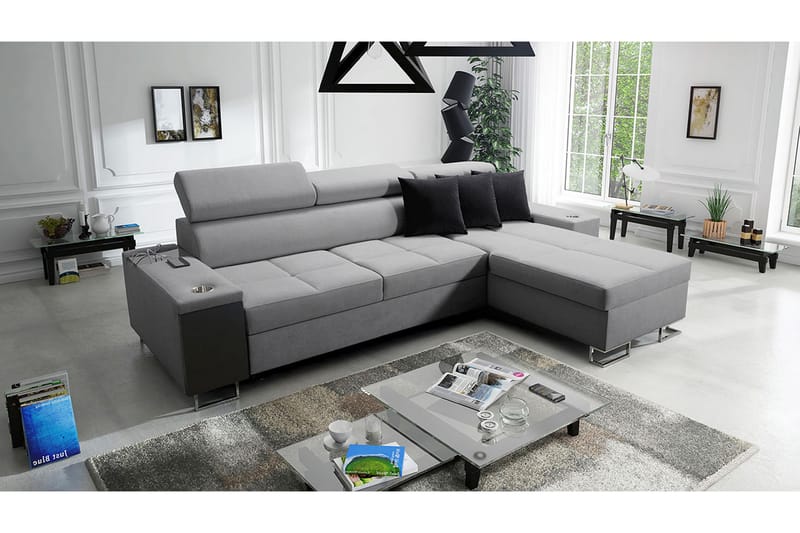 Morenia 4-pers. Hjørnesovesofa Højre - Lysegrå - Møbler - Sofaer - Sovesofaer