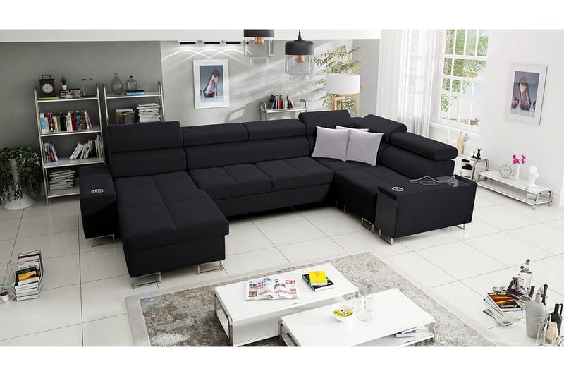 Morenia 4-pers. Hjørnesovesofa Venstre - Sort - Møbler - Sofaer - Sovesofaer