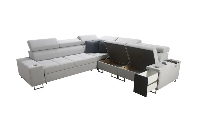 Morenia 4-pers. Hjørnesovesofa Højre - Lysegrå - Møbler - Sofaer - Sovesofaer