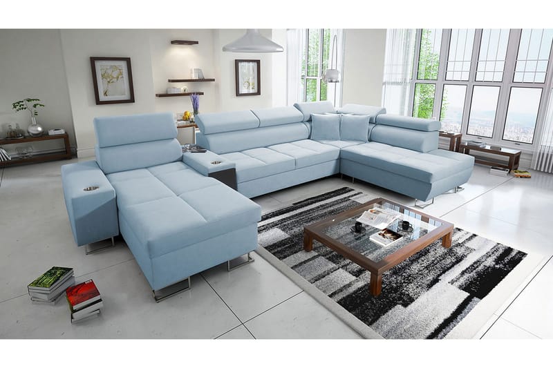 Morenia 4-pers. Hjørnesovesofa Venstre - Blå - Møbler - Sofaer - Sovesofaer