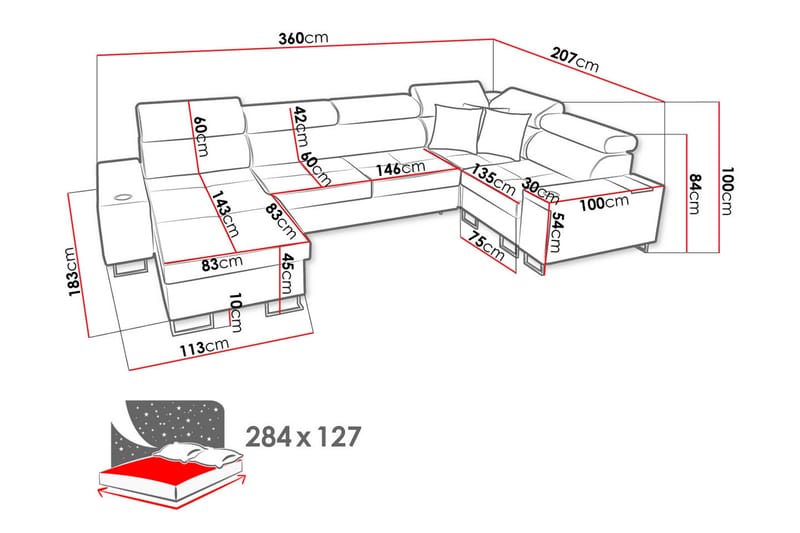 Morenia 4-pers. Hjørnesovesofa Venstre - Hvid - Møbler - Sofaer - Sovesofaer