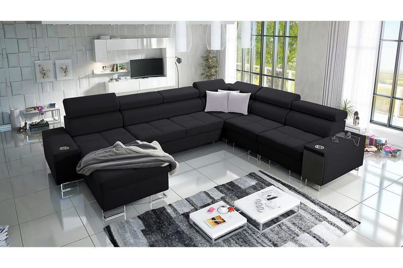 Morenia 4-pers. Hjørnesovesofa Venstre - Sort - Møbler - Sofaer - Sovesofaer