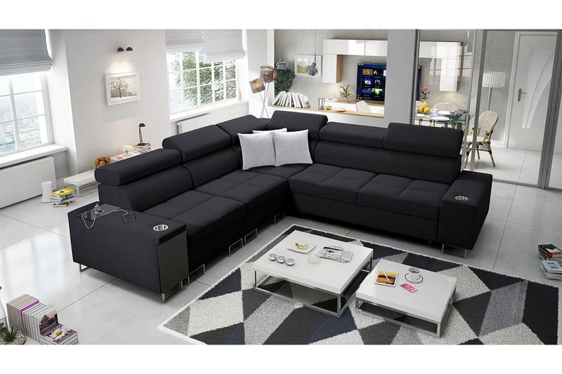 Morenia 4-pers. Hjørnesovesofa Venstre - Sort - Møbler - Sofaer - Sovesofaer