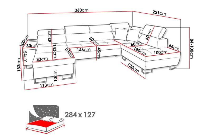 Morenia 4-pers. Hjørnesovesofa Højre - Hvid - Møbler - Sofaer - Sovesofaer