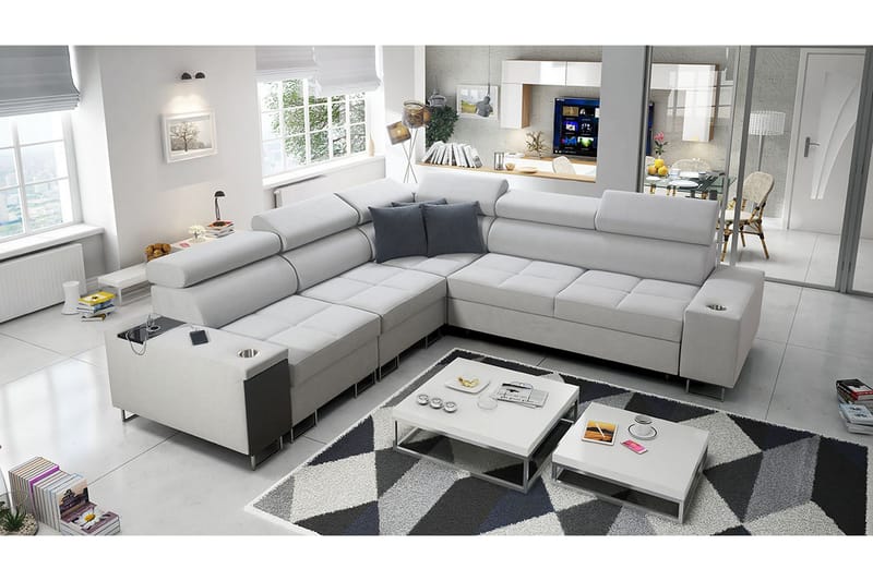 Morenia 4-pers. Hjørnesovesofa Venstre - Hvid - Møbler - Sofaer - Sovesofaer