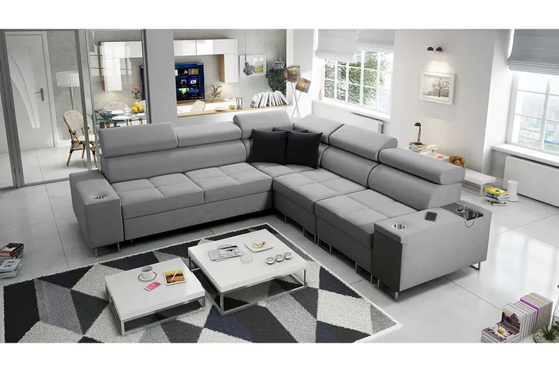 Morenia 4-pers. Hjørnesovesofa Højre - Lysegrå - Møbler - Sofaer - Sovesofaer