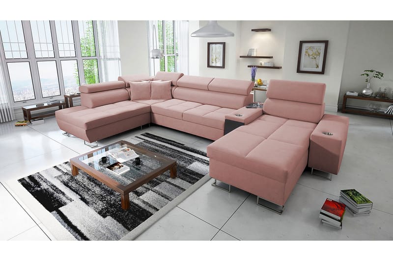 Morenia 4-pers. Hjørnesovesofa Højre - Lyserød - Møbler - Sofaer - Sovesofaer