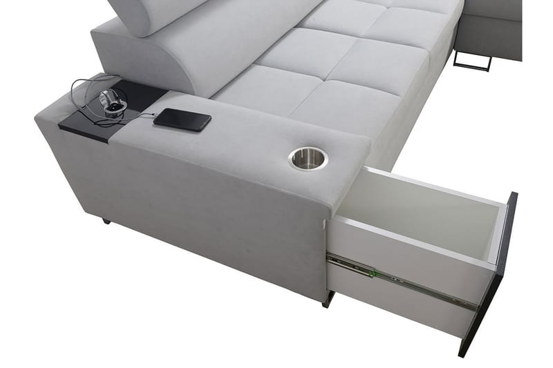 Morenia Højrevendt Sovesofa 127x210 cm med Opbevaring i Stof - Grå - Møbler - Sofaer - Sovesofaer