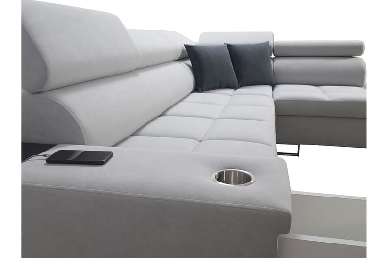 Morenia Højrevendt Sovesofa 127x210 cm med Opbevaring i Stof - Grå - Møbler - Sofaer - Sovesofaer