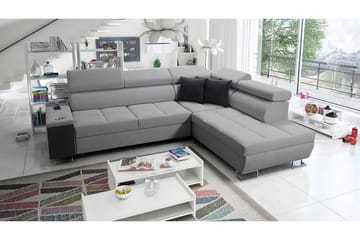 Morenia Højrevendt Sovesofa 127x210 cm med Opbevaring i Stof - Grå - Møbler - Sofaer - Sovesofaer