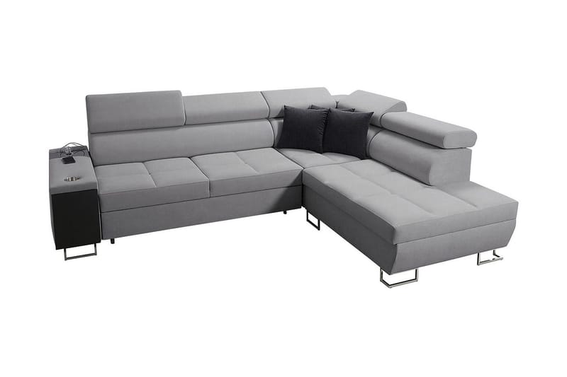 Morenia Højrevendt Sovesofa 127x210 cm med Opbevaring i Stof, Grå
