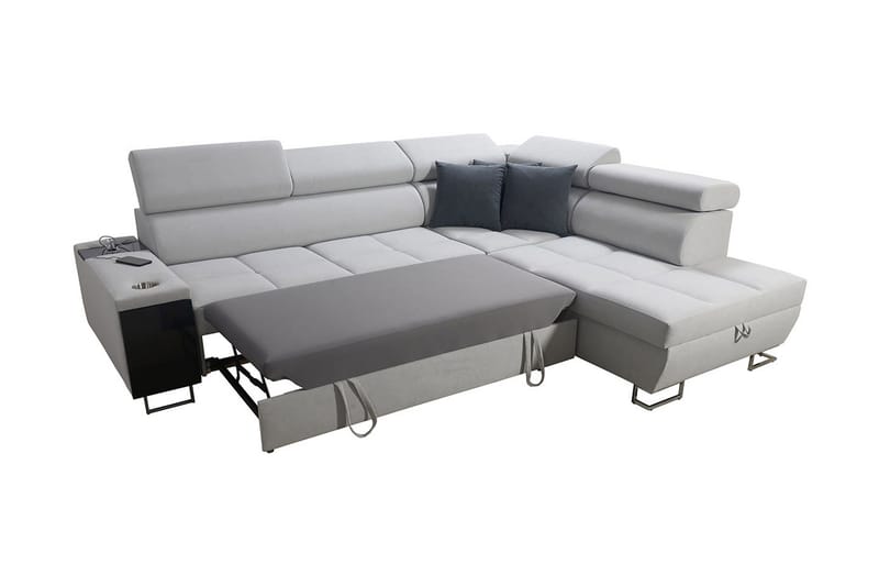 Morenia Højrevendt Sovesofa 127x210 cm med Opbevaring i Stof - Grå - Møbler - Sofaer - Sovesofaer