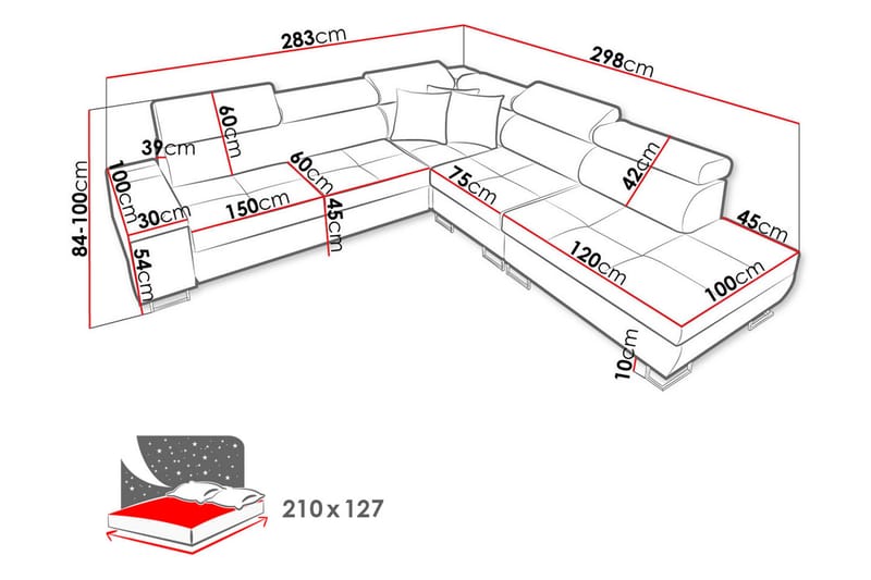 Morenia Sovesofa m. Chaiselong L-formet - Sovesofaer