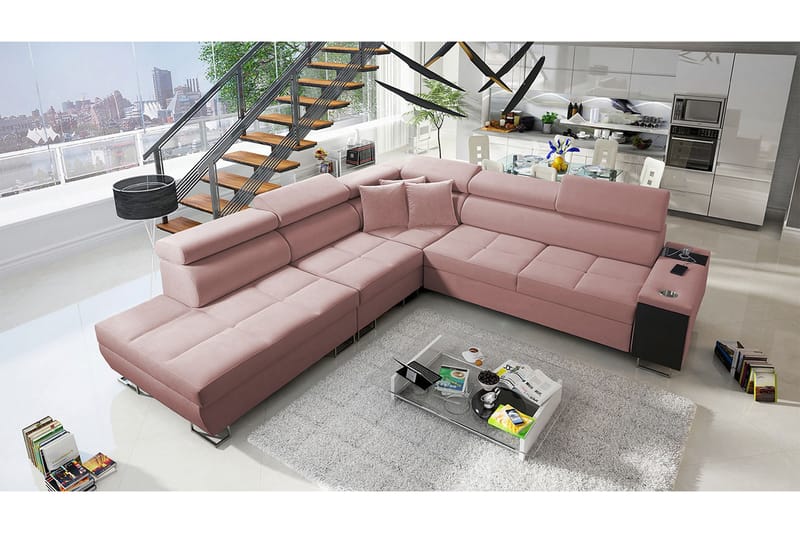 Morenia Sovesofa m. Chaiselong L-formet - Sovesofaer - Velour sofaer