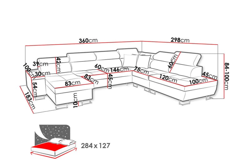 Morenia Sovesofa m. To Chaiselonger - Møbler - Sofaer - Sovesofaer