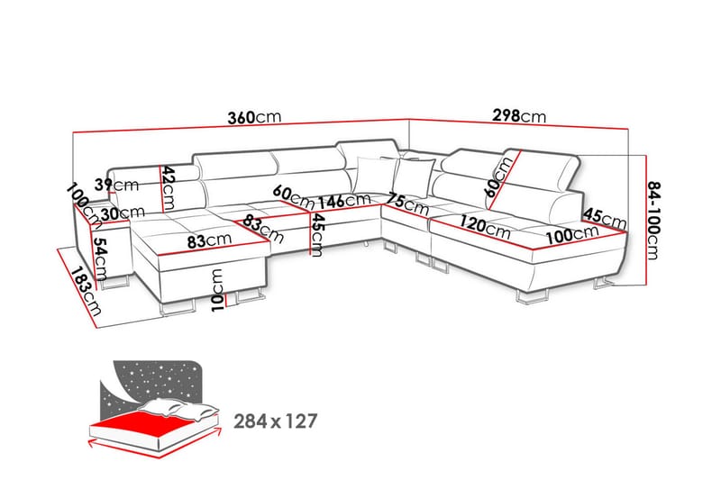 Morenia Sovesofa m. To Chaiselonger - Sovesofaer - Sovesofa chaiselong - Velour sofaer