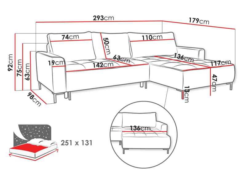 Morvian 3-personers sovesofa med chaiselong - brun - Møbler - Sofaer - Sovesofaer