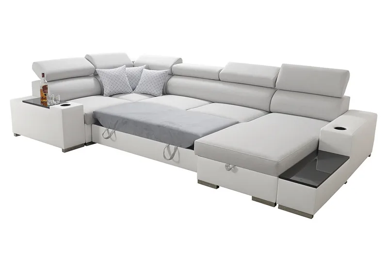 Mumtaz U-Sovesofa Chaiselong Højre - Hvid/Lysegrå - Møbler - Sofaer - Sovesofaer