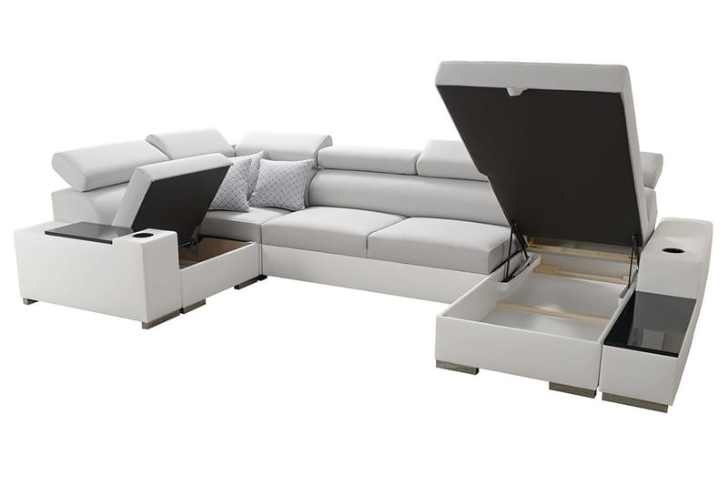 Mumtaz U-Sovesofa Chaiselong Højre - Hvid/Lysegrå - Møbler - Sofaer - Sovesofaer