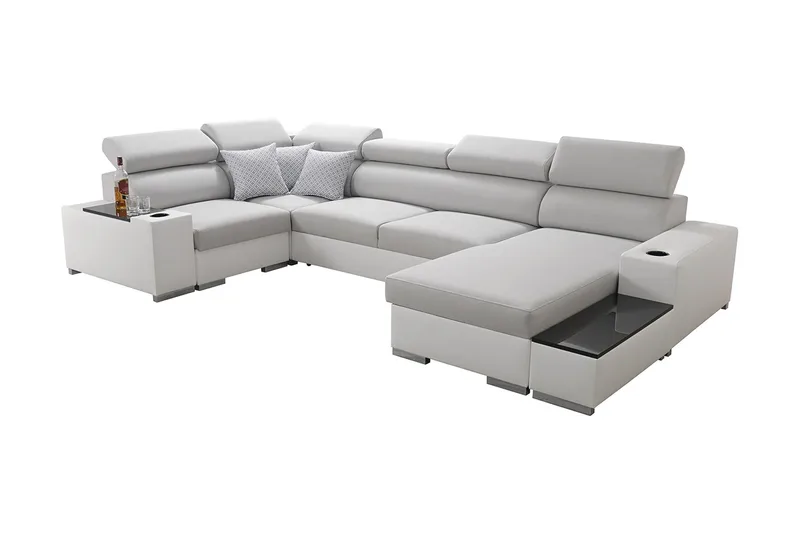 Mumtaz U-Sovesofa Chaiselong Højre, Hvid/Lysegrå