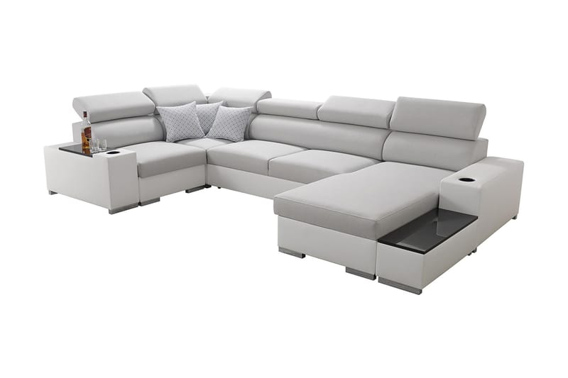 Mumtaz U-Sovesofa Chaiselong Højre, Hvid/Lysegrå