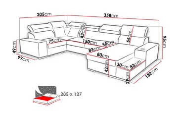 Mumtaz U-Sovesofa Chaiselong Højre - Hvid/Lysegrå - Møbler - Sofaer - Sovesofaer