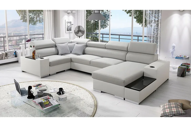 Mumtaz U-Sovesofa Chaiselong Højre - Hvid/Lysegrå - Møbler - Sofaer - Sovesofaer