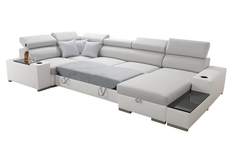 Mumtaz U-Sovesofa Chaiselong Venstre - Lysegrå/Hvid - Møbler - Sofaer - Sovesofaer