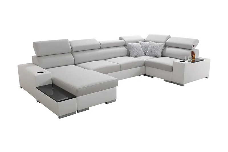 Mumtaz U-Sovesofa Chaiselong Venstre, Lysegrå/Hvid