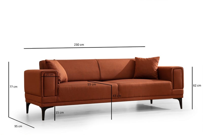 Naoko 3-Pers. Sovesofa - Rød - Møbler - Sofaer - Sovesofaer