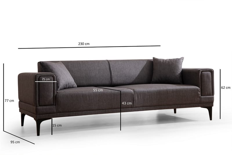 Naoko 3-Pers. Sovesofa - Mørkegrå - Møbler - Sofaer - Sovesofaer