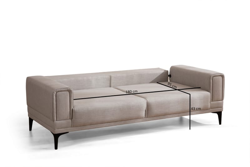 Naoko 3-Pers. Sovesofa - Beige - Sovesofaer - 3 personers sovesofa