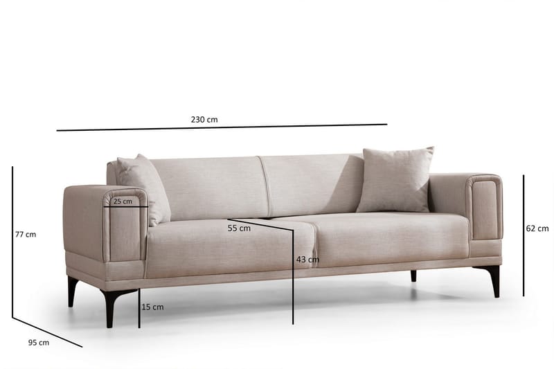 Naoko 3-Pers. Sovesofa - Beige - Møbler - Sofaer - Sovesofaer