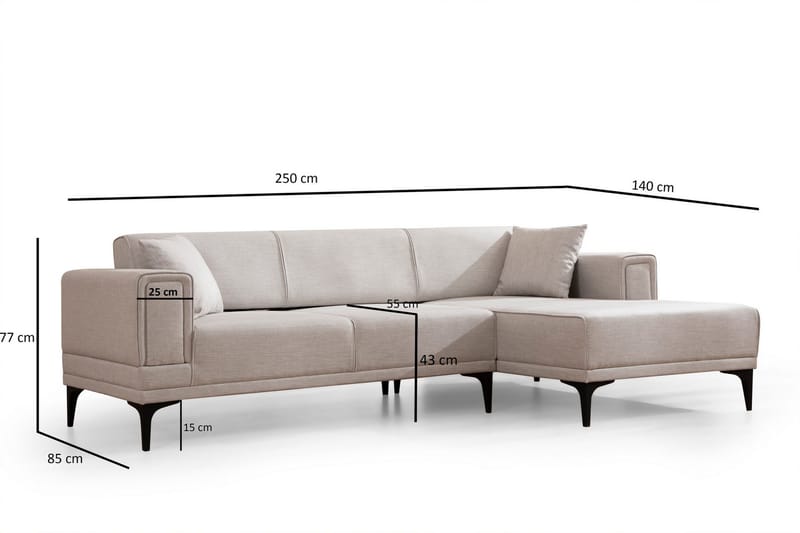 Naoko Sovesofa med chaiselong - Beige - Møbler - Sofaer - Sovesofaer