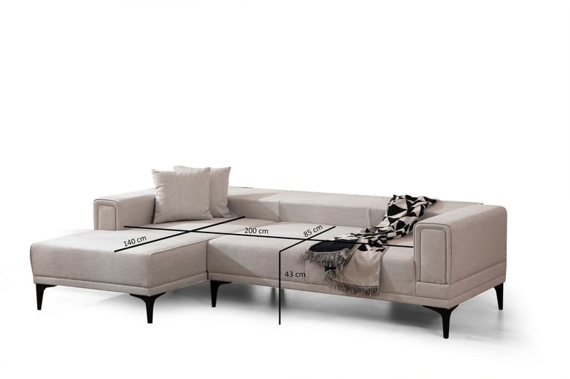 Naoko Sovesofa med chaiselong - Beige - Sovesofaer - Hjørnesovesofa