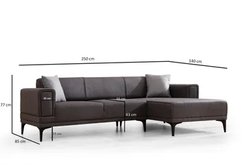 Naoko Sovesofa med chaiselong - Mørkegrå - Møbler - Sofaer - Sovesofaer